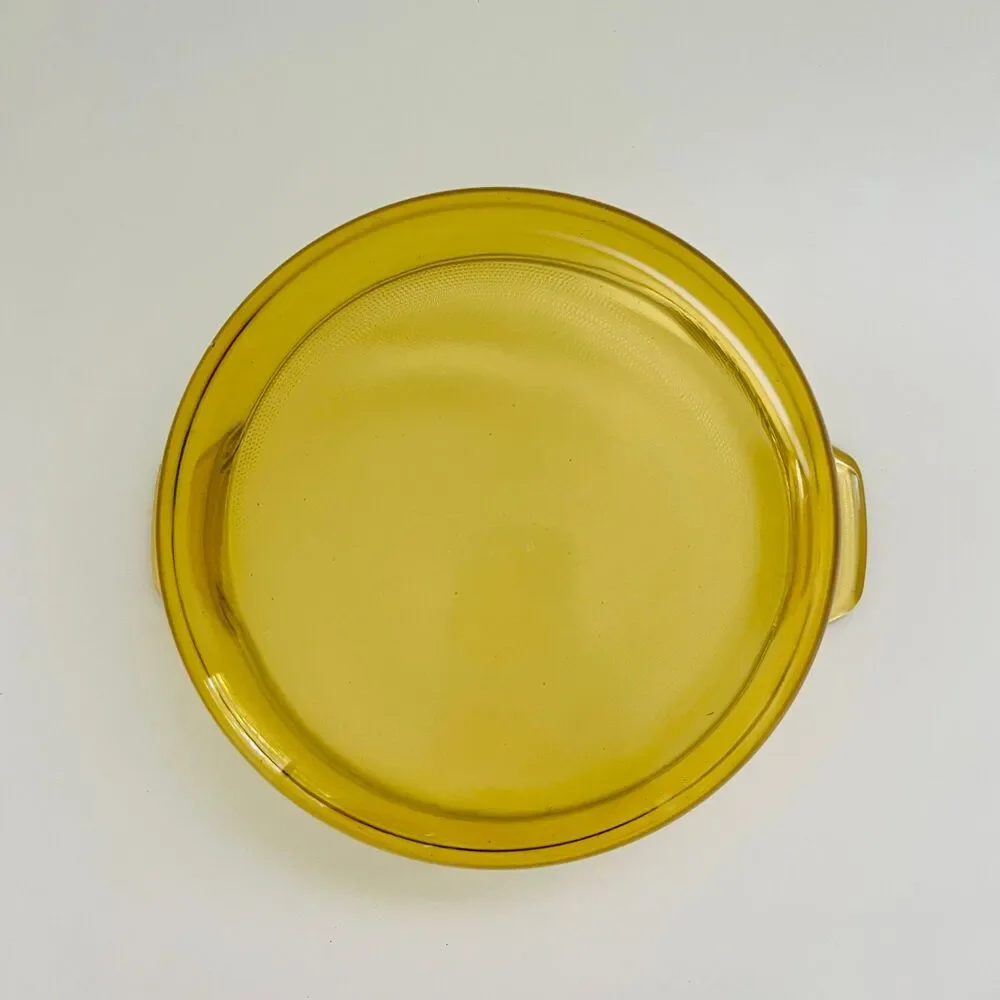 DYNAWARE PYR-O-REY Amber Yellow Glass Round Casserole Baking Dish, 2 Qt.